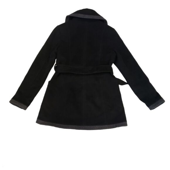 Kenneth Cole Belted Coat Blk/Gry - Picture 2 of 10